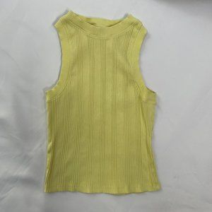 ZARA Ribbed High Neck Tank Top, Women's S, Yellow